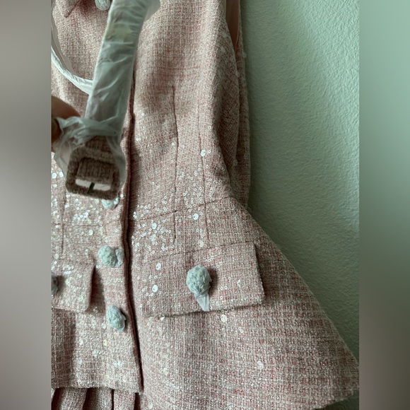 Self Portrait Pink Boucle Tailored Mini Dress US 4 - Picture 15 of 15